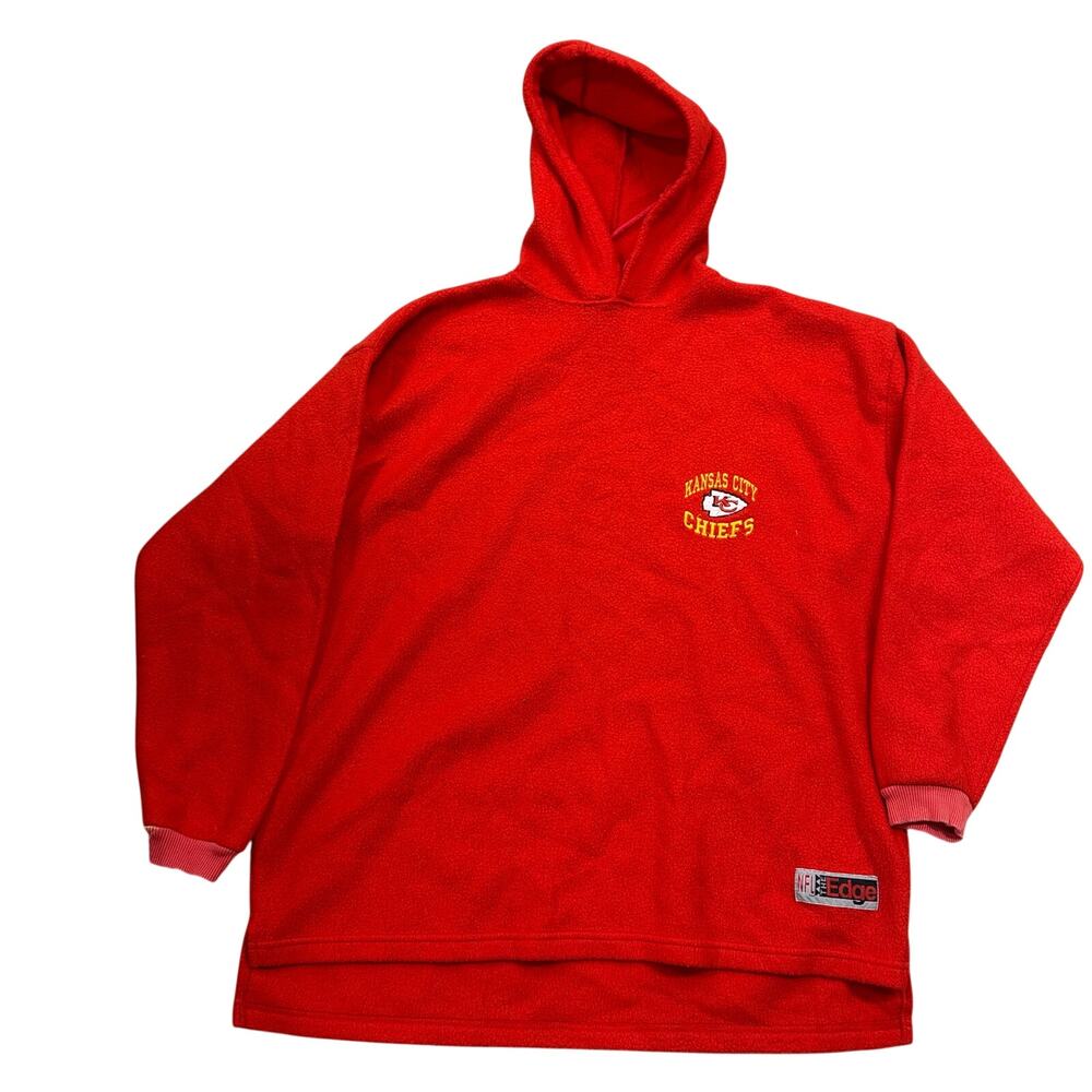 VINTAGE 1997 Kansas City Chiefs Hoodie Men Large Red The Edge Fleece Embroidered